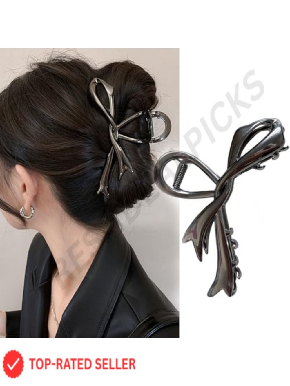 Ribbon Bow Metal Hair Claw Clip Non-Slip Strong Hold Hair Accessory